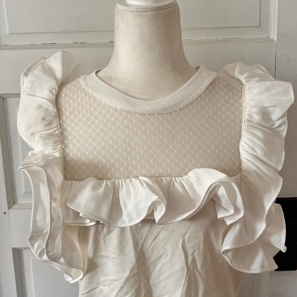 INA | White Ruffle Short Sleeve Top - Picture 4 of 7